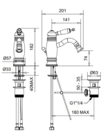 Bugnatese Oxford bidé csaptelep leeresztővel, arany 6325DO