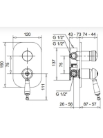 Bugnatese Oxford falsík alatti zuhanycsaptelep alaptesttel, 3 fogyasztóhoz, bronz 6331BR