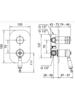 Bugnatese Oxford falsík alatti zuhanycsaptelep 4 fogyasztóhoz, króm/arany 6332CRDO