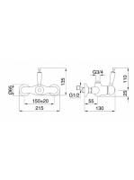 Bugnatese Oxford zuhanycsaptelep 3/4-es csatlakozással, bronz 6336BR