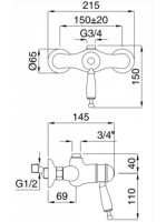 Bugnatese Oxford termosztátos zuhanycsaptelep 3/4-es csatlakozással, bronz 6337BR