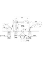 Bugnatese Oxford 4-lyukú kádperemre szerelhető termosztátos kádcsaptelep, bronz 6358BR