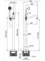 Bugnatese Oxford szabadonálló kádcsaptelep zuhanyszettel, bronz 6360BR