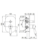 Bugnatese Oxford falsík alatti zuhanycsaptelep 2 fogyasztóhoz, rame 6372RA