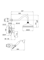 Bugnatese Oxford falsík alatti zuhanyrendszer, arany 6374DO
