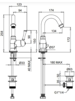 Bugnatese Denver magasított mosdócsaptelep leeresztővel, bronz 6419BR