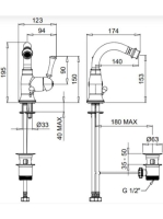 Bugnatese Denver bidé csaptelep leeresztővel, matt bronz 6425BO