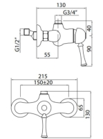 Bugnatese Denver zuhanycsaptelep 3/4"-es csatlakozással, arany 6436DO