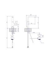 Bugnatese Simple tört kifolyós mosdócsaptelep leeresztővel, grafit fekete 6618GF
