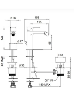 Bugnatese Simple bidé csaptelep leeresztővel, grafit fekete 6623GF