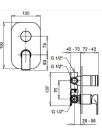 Bugnatese Simple falsík alatti zuhanycsaptelep 4 fogyasztóhoz, grafit fekete 6632GF