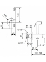 Bugnatese Simple falsík alatti bidé csaptelep zuhannyal, rozsdamentes acél hatású 6693NS