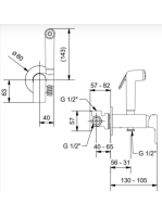Bugnatese Simple falsík alatti bidé csaptelep zuhannyal biztonsági szeleppel, króm 6693SCR