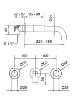 Bugnatese Moon fali mosdócsaptelep 22 cm-es kifolyóval, click-clack leeresztővel, matt fehér 7165SCBI