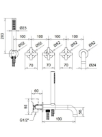 Bugnatese Rodos falsík alatti zuhanyrendszer, szálcsiszolt nikkel 7319NS