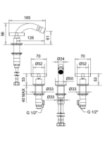 Bugnatese Rodos 3-lyukas bidé csaptelep leeresztő nélkül, matt fekete 7325SNE