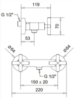 Bugnatese Rodos zuhanycsaptelep, matt fekete 7346NE