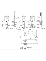 Bugnatese Rodos peremre szerelhető 5-lyukas kádcsaptelep, bronz 7380BR