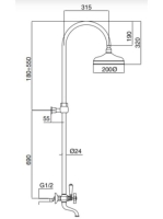 Bugnatese Princeton zuhanyrendszer kádkifolyóval, bronz 801CBR