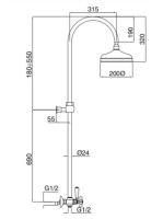 Bugnatese Princeton zuhanyrendszer, bronz 803CBR