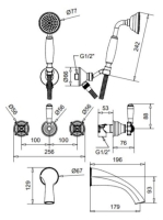 Bugnatese Princeton falsík alatti zuhanyrendszer, bronz 818BR