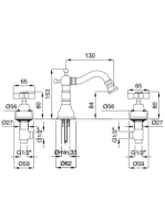 Bugnatese Princeton 3-lyukas bidé csaptelep leeresztővel, bronz 825BR