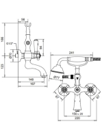 Bugnatese Arcadia kádcsaptelep zuhanyszettel, arany 8300DO