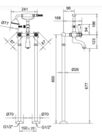 Bugnatese Arcadia szabadonálló kádcsaptelep zuhanyszettel, króm/arany 8300PCRDO