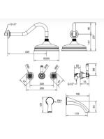 Bugnatese Arcadia falsík alatti zuhanyszett kádkifolyóval, króm/arany 8328CRDO