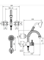 Bugnatese Olympia kádcsaptelep zuhanyszettel, bronz 8402BR