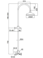 Bugnatese Princeton zuhanyrendszer, króm/arany 847CCRDO
