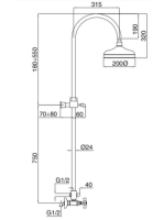 Bugnatese Princeton zuhanyrendszer, arany 847CDO