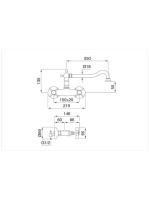 Bugnatese Princeton fali mosogatócsaptelep, arany 852DO