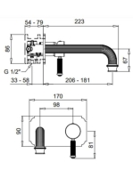 Bugnatese Athena 2-lyukas fali mosdócsaptelep leeresztő nélkül, 22 cm-es kifolyóval, szálcsiszolt nikkel 8543NS