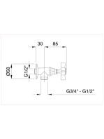Bugnatese Princeton sarokszelep 1/2" csatlakozással, króm 858CR