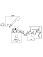 Bugnatese Lady kádcsaptelep zuhanyszettel, bronz 902BR