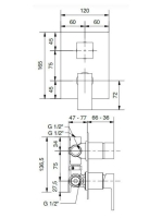 Bugnatese Tetris falsík alatti zuhanycsaptelep 3 fogyasztóhoz, matt fehér 9131BI