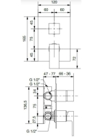 Bugnatese Tetris falsík alatti zuhanycsaptelep 4 fogyasztóhoz, matt fehér 9132BI