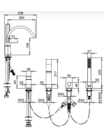 Bugnatese Tetris peremre szerelhető 4 lyukas kádcsaptelep, szálcsiszolt nikkel 9155NS