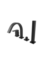 Bugnatese Tetris peremre szerelhető 4 lyukas kádcsaptelep, matt fekete 9155NE