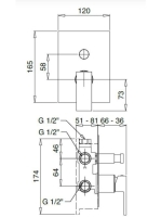 Bugnatese Tetris falsík alatti zuhanycsaptelep 2 fogyasztóhoz, króm 9172CR