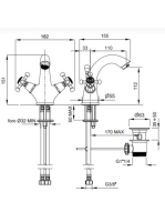 Bugnatese Lady mosdócsaptelep click-clack leeresztővel, bronz 934SCBR
