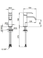 Bugnatese Tess mosdócsaptelep leeresztő nélkül, króm 9613SCR