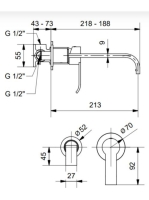Bugnatese Tess falsík alatti mosdócsaptelep 21 cm-es kifolyóval, króm 9645CR