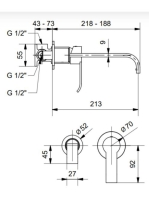 Bugnatese Tess falsík alatti mosdócsaptelep 21 cm-es kifolyóval click-clack leeresztővel, matt fehér 9645SCBI