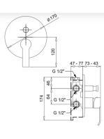 Bugnatese Tess falsík alatti zuhanycsaptelep 2 fogyasztóhoz, króm 9672CR