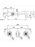 Bugnatese Lady 3-lyukas fali mosdócsaptelep leeresztő nélkül, 22 cm-es kifolyóval, arany 969DO