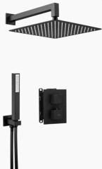 Deante Box nero szögletes, termosztátos készlet, falsík alatti egységgel 