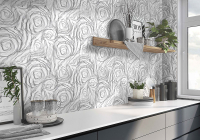 Ceracasa Couture Black White Konyhai burkolólap