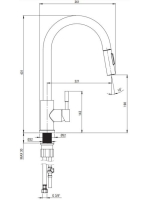 Deante Lima konyhai csap kihúzható kifolyóval, szálcsiszolt acél BBM_F72M
